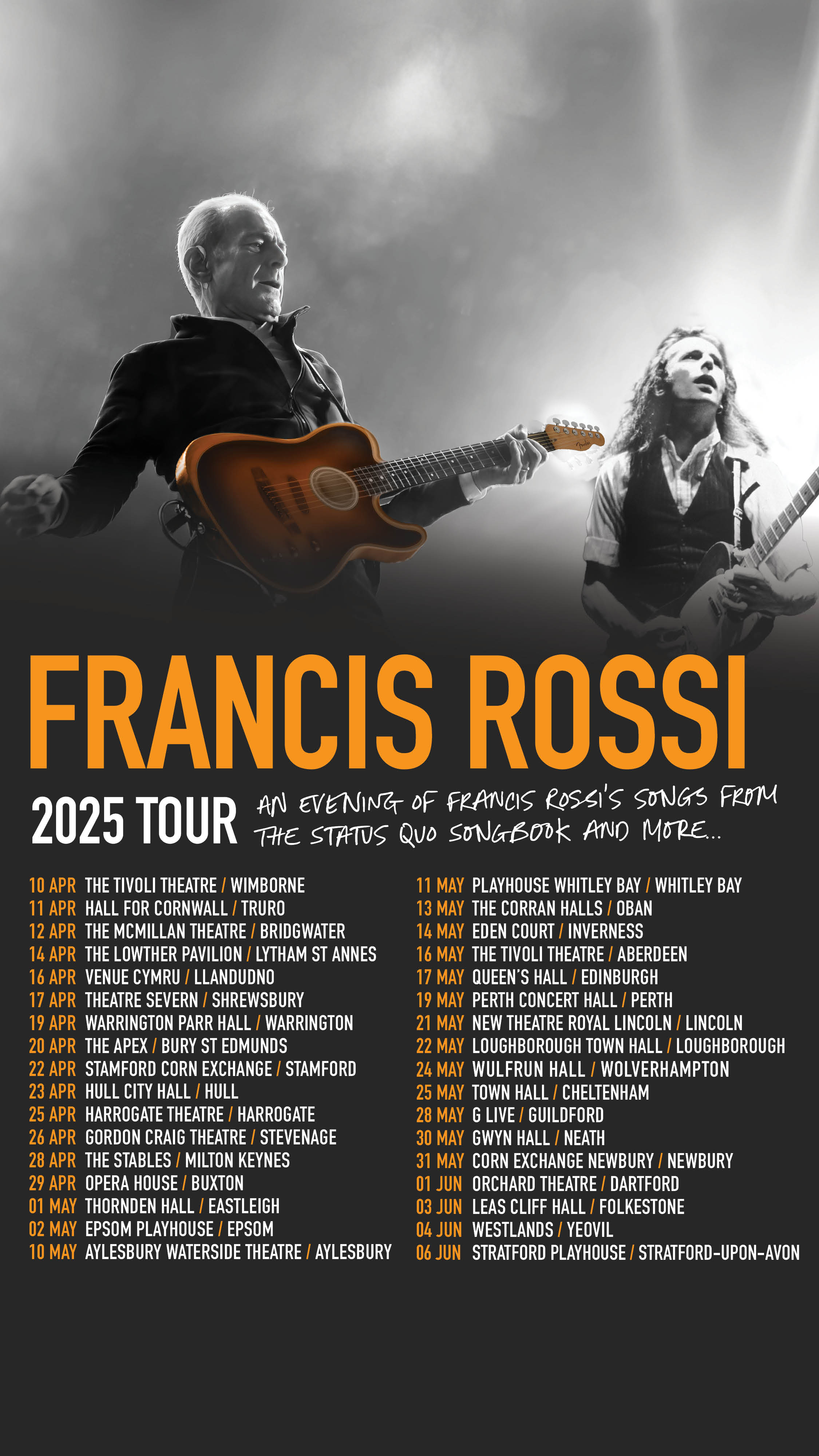 An Evening of Francis Rossi’s Songs from the Status Quo Songbook and More…
