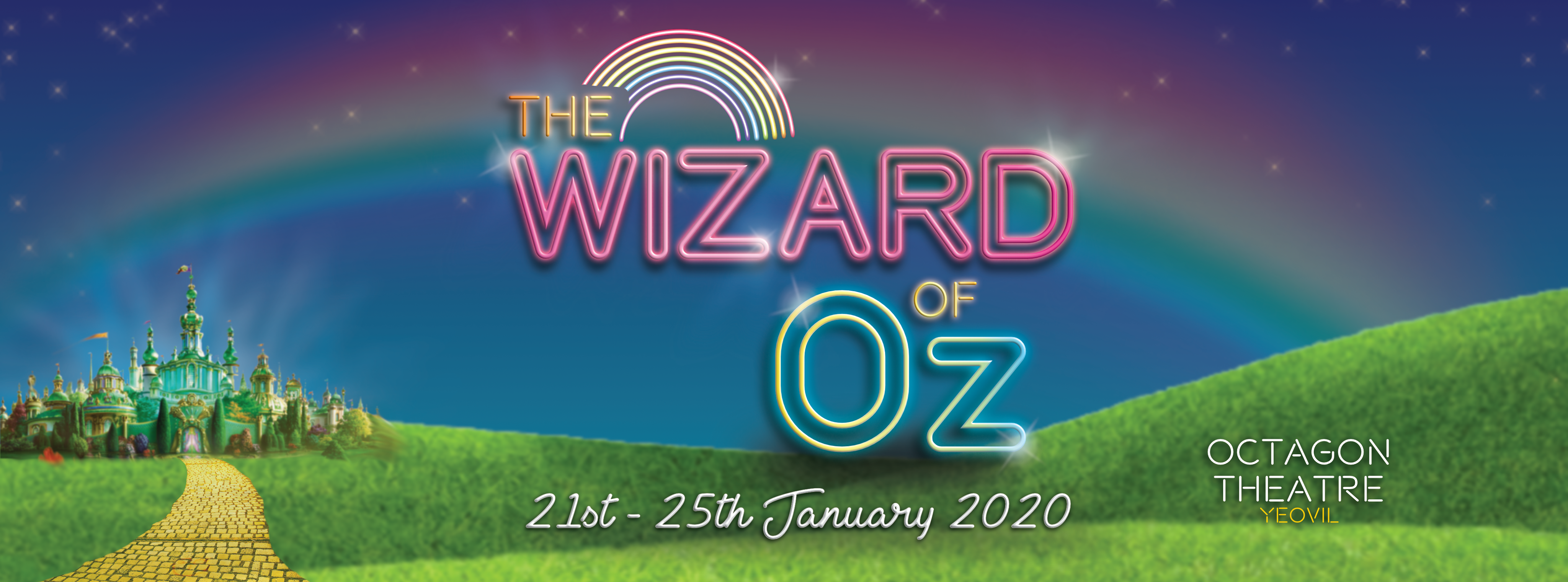 The Wizard of Oz Poster - Green fields with Emerald City in background